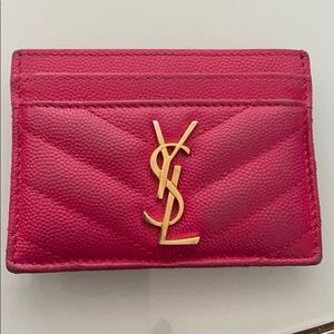 Saint Laurent Logo Pink Card Case